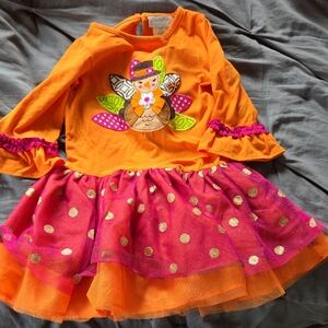 Emily Rose Orange and Pink Kids Dress with Gold Accents